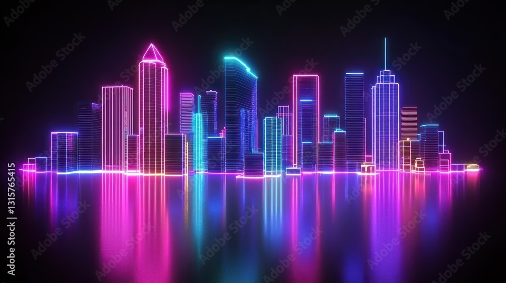 Neon Cityscape: A Vibrant 80s Retrofuturistic Metropolis Neon Cityscape: A Vibrant 80s Retrofuturistic Metropolis