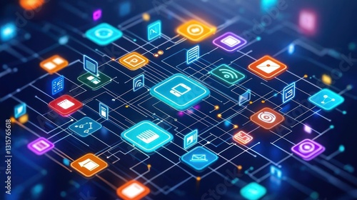 Wallpaper Mural Global Network of Digital Icons and Connections Torontodigital.ca