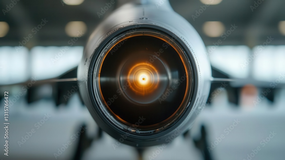 Fototapeta premium Detailed view of the laser sensor array on a military jet, used for target acquisition and guidance systems
