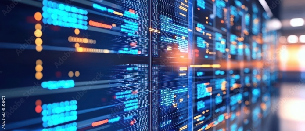 Fototapeta premium Digital Data Stream: A Glimpse into the World of Coding