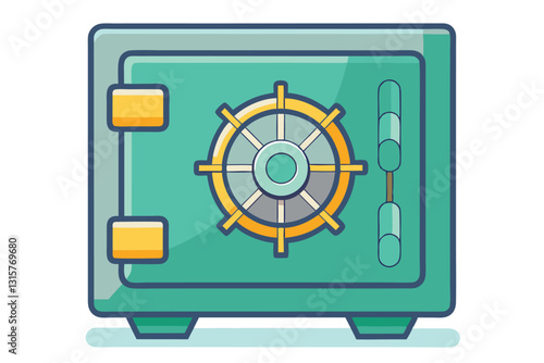 This customizable illustration features a safe designed for secure storage at home or office settings, Safe Customizable Semi Flat Illustration