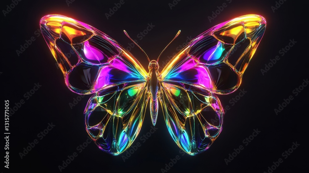Vibrant Geometric Butterfly with Neon Colors Vibrant Geometric Butterfly with Neon Colors