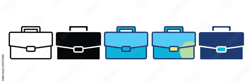 Briefcase Icon Set Multiple Style Collection Briefcase Icon Set Multiple Style Collection
