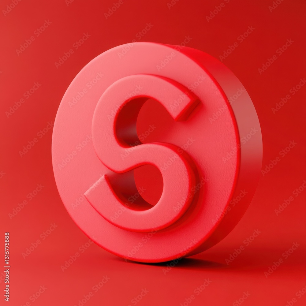 Red letter S in a red circle on red background Red letter S in a red circle on red background