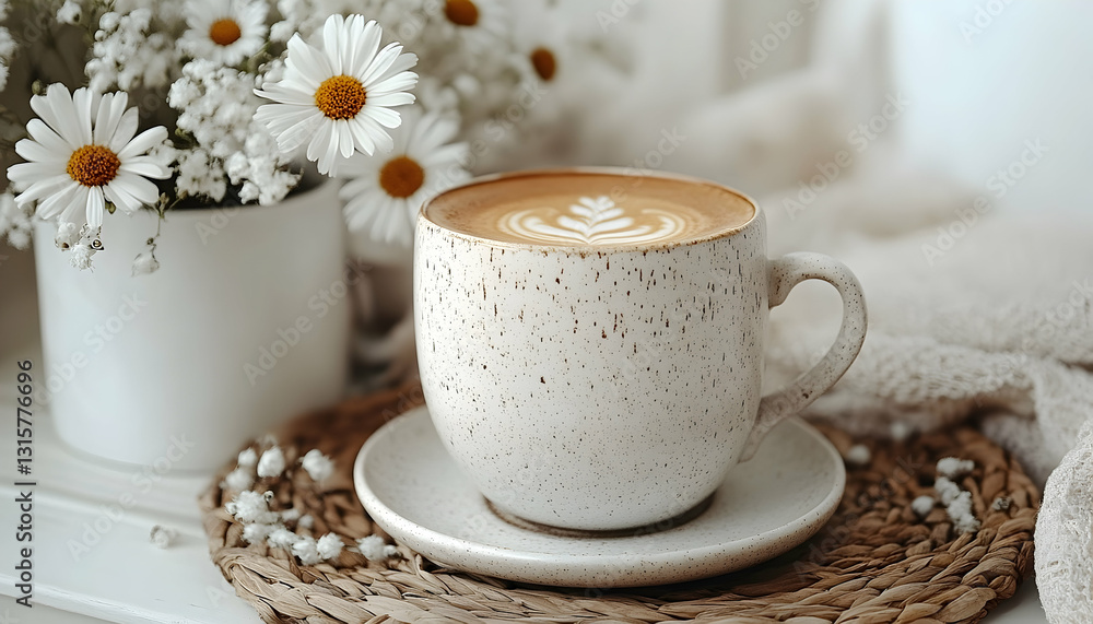 Obraz premium Latte with daisies