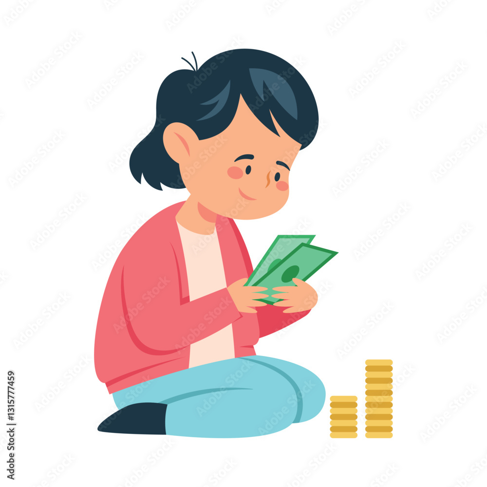 counting money child counting money child