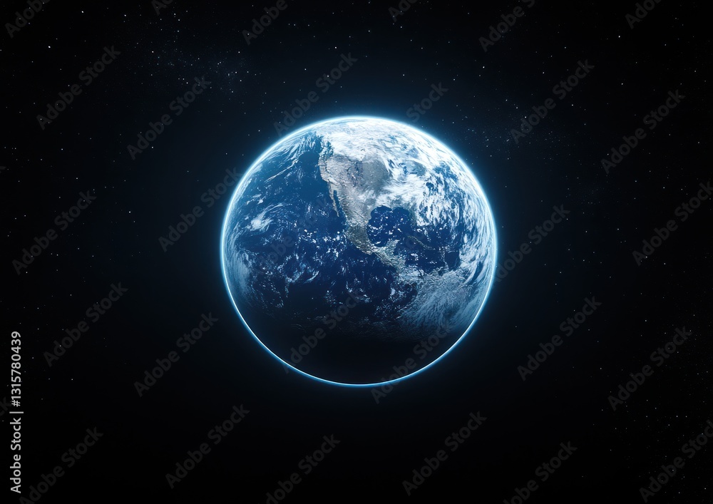 Fototapeta premium Earth, planet, space, cosmos, night, blue, globe, world, view, universe, galaxy.