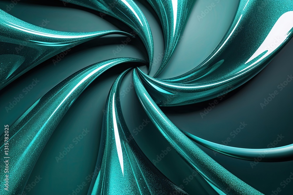 Fototapeta premium Dynamic Teal 3D Streaming Frame with Shimmering Curves and Modern Flow