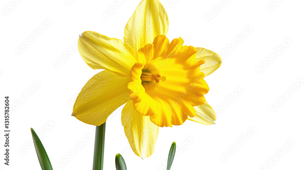 Fototapeta premium Yellow daffodil blooming on transparent background