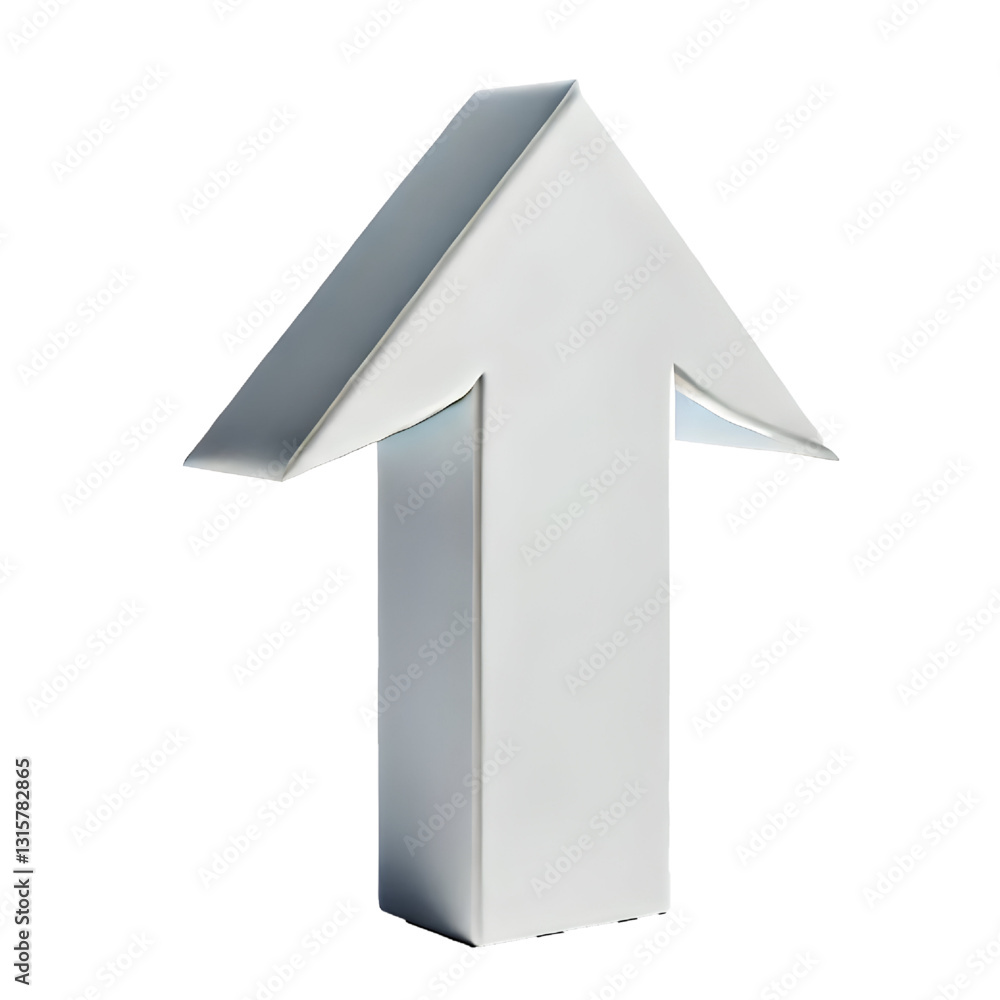 white upward arrow isolated on a white background. Clean and glossy design. Concept of direction and rise. 3D Rendering white upward arrow isolated on a white background. Clean and glossy design. Concept of direction and rise. 3D Rendering