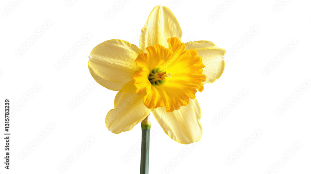Fototapeta premium Yellow daffodil blooming on transparent background