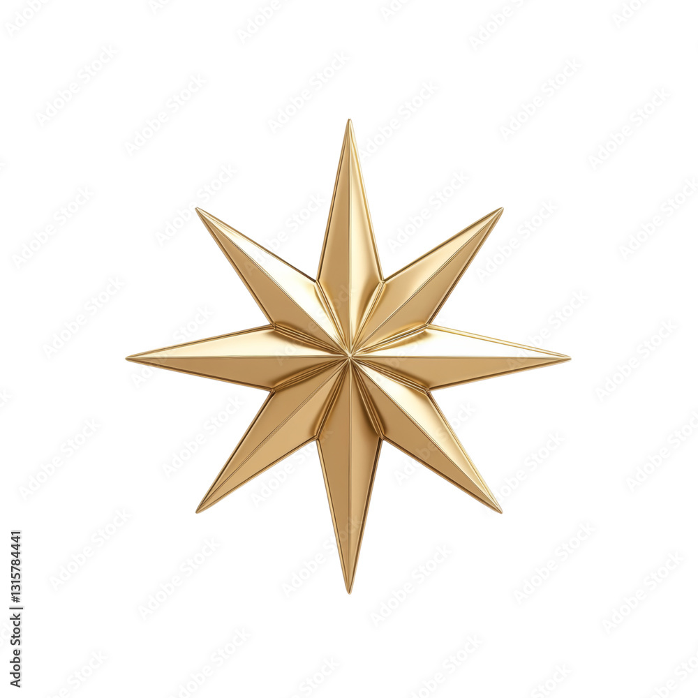 Shiny Gold Star Decoration with Pointed Tips Isolated on transparent background Shiny Gold Star Decoration with Pointed Tips Isolated on transparent background