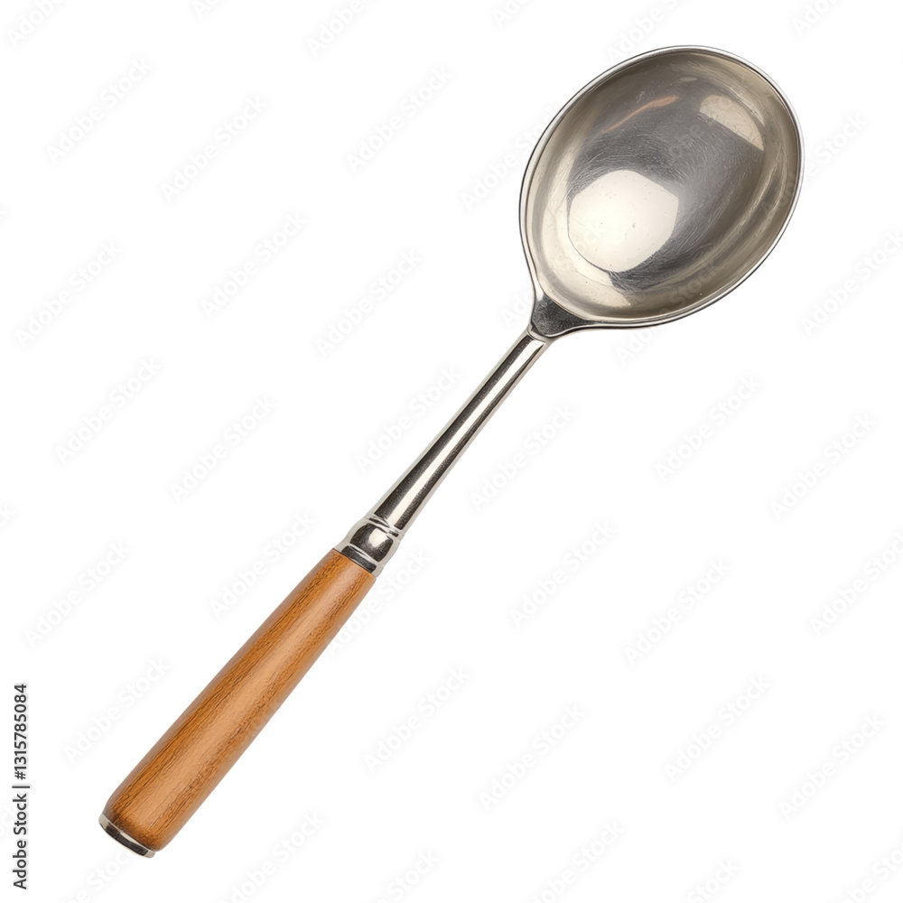 Stainless Steel Serving Spoon with Wooden Handle Isolated on transparent background Stainless Steel Serving Spoon with Wooden Handle Isolated on transparent background