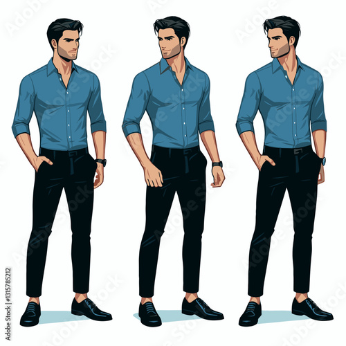 Fashionable Man: Versatile Styles and Poses