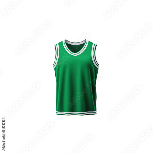 Green Sports Jersey with White Trim for Athletes Isolated on transparent background