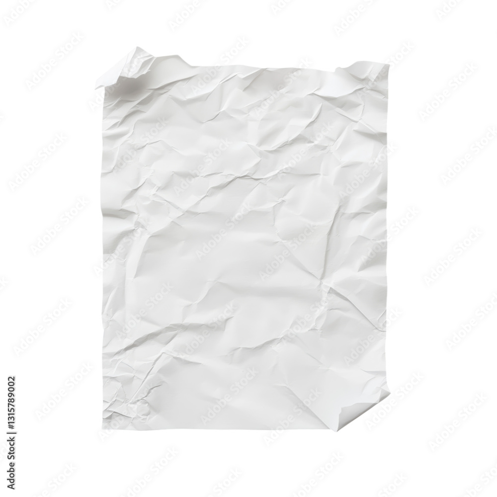Crumpled White Paper Sheet on Isolated Black Isolated on transparent background Crumpled White Paper Sheet on Isolated Black Isolated on transparent background