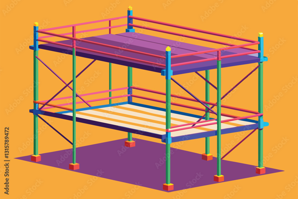 This scaffold showcases a semi-flat design with customizable features, ideal for various construction tasks, Scaffold Customizable Semi Flat Illustration This scaffold showcases a semi-flat design with customizable features, ideal for various construction tasks, Scaffold Customizable Semi Flat Illustration