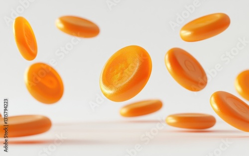 orange pills on white background