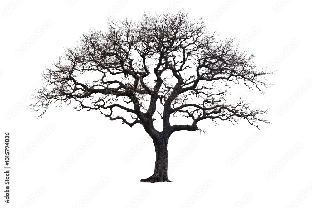 Old tree without leaves with many branches isolated on transparent or white background Old tree without leaves with many branches isolated on transparent or white background