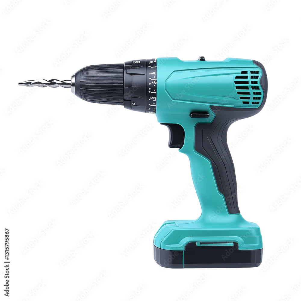Cordless Electric Drill with Battery and Accessories Isolated on transparent background Cordless Electric Drill with Battery and Accessories Isolated on transparent background