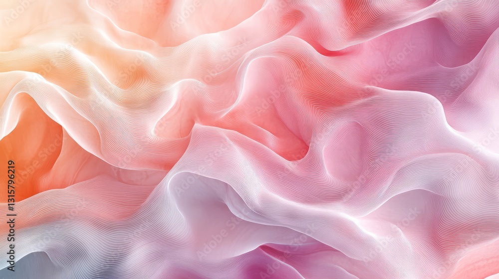 Obraz premium Soft pastel hues with intricate white line patterns, creating a smooth and luxurious textured background 