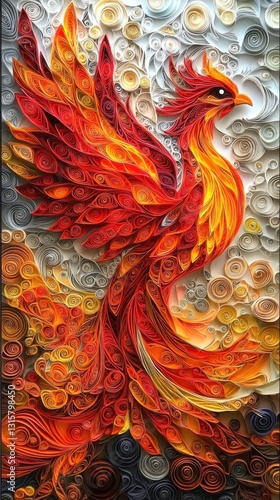 Fiery Phoenix Paper Quilling Art