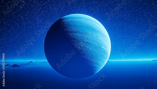 Wallpaper Mural Exploration of a blue planet in space sci-fi theme digital art cosmic environment aerial view Torontodigital.ca