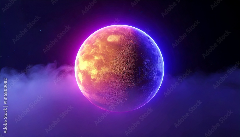 Obraz premium Vivid celestial event stunning planetary view amidst ethereal clouds digital art cosmic environment