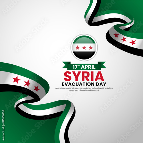 Syria Flag Waving Square Banner Background for Evacuation Day Concept Design with blank space area