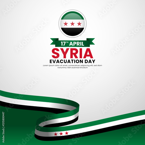 Syrian New Flag ribbon square banner background for Syria Evacuation day