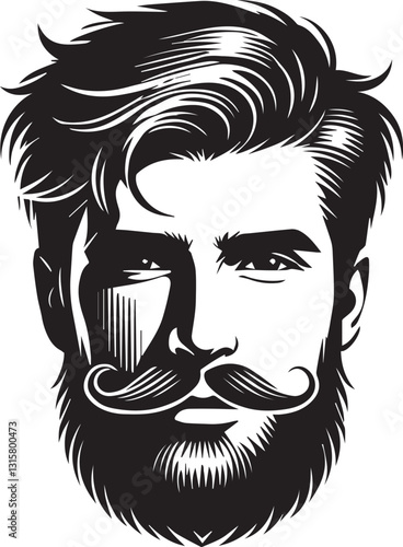 handsome man face with beard silhouette vector, handsome man face with beard vector illustration, handsome man face with beard logo vector, handsome man face with beard silhouette vector.