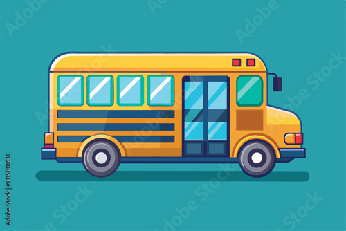 A semi-flat design of a yellow school bus showcases customization options for educational purposes, School bus Customizable Semi Flat Illustration