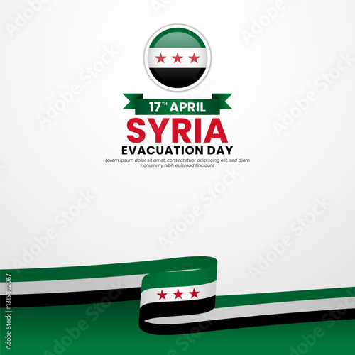 Syrian New Flag ribbon square banner background for Syria Evacuation day