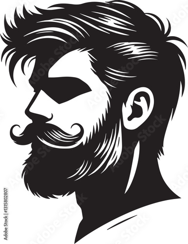 handsome man face with beard silhouette vector, handsome man face with beard vector illustration, handsome man face with beard logo vector, handsome man face with beard silhouette vector.