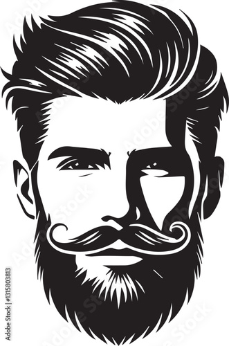 handsome man face with beard silhouette vector, handsome man face with beard vector illustration, handsome man face with beard logo vector, handsome man face with beard silhouette vector.