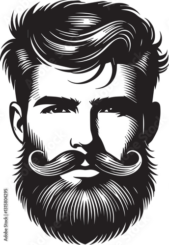 handsome man face with beard silhouette vector, handsome man face with beard vector illustration, handsome man face with beard logo vector, handsome man face with beard silhouette vector.