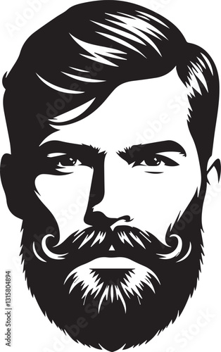 handsome man face with beard silhouette vector, handsome man face with beard vector illustration, handsome man face with beard logo vector, handsome man face with beard silhouette vector.