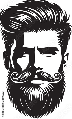 handsome man face with beard silhouette vector, handsome man face with beard vector illustration, handsome man face with beard logo vector, handsome man face with beard silhouette vector.