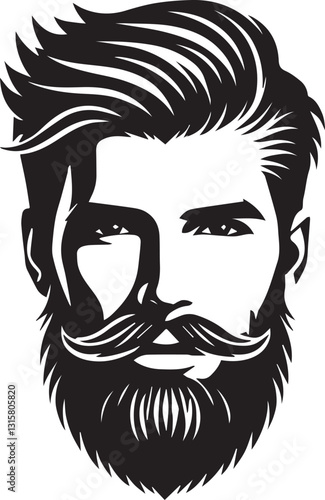 handsome man face with beard silhouette vector, handsome man face with beard vector illustration, handsome man face with beard logo vector, handsome man face with beard silhouette vector.