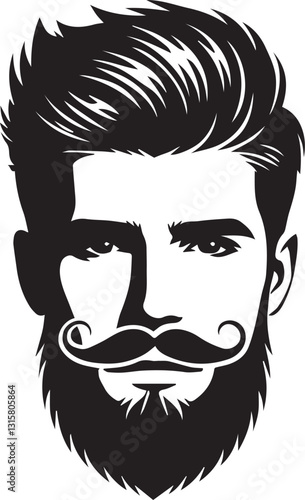 handsome man face with beard silhouette vector, handsome man face with beard vector illustration, handsome man face with beard logo vector, handsome man face with beard silhouette vector.