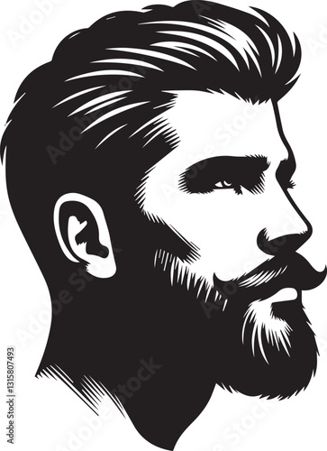 handsome man face with beard silhouette vector, handsome man face with beard vector illustration, handsome man face with beard logo vector, handsome man face with beard silhouette vector.