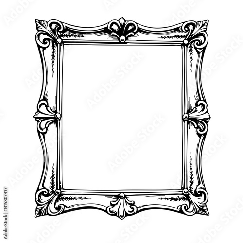 vintage decorative frame sketch with intricate details  