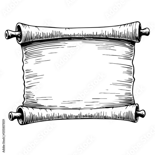 vintage sketch of an empty scroll design on a white background  