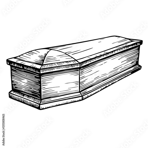 Vintage Sketch of a Wooden Coffin  