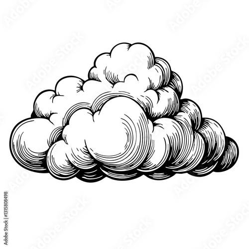 Vintage sketch of a fluffy cloud  