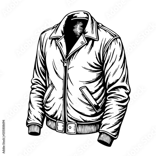 vintage sketch of a stylish leather jacket  