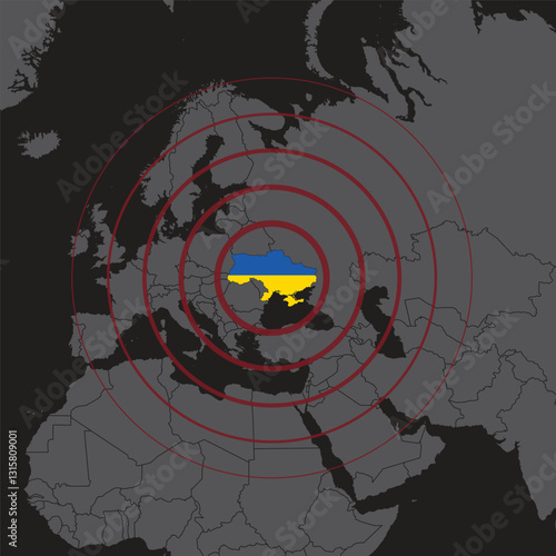 World map Ukrainian war epicenter