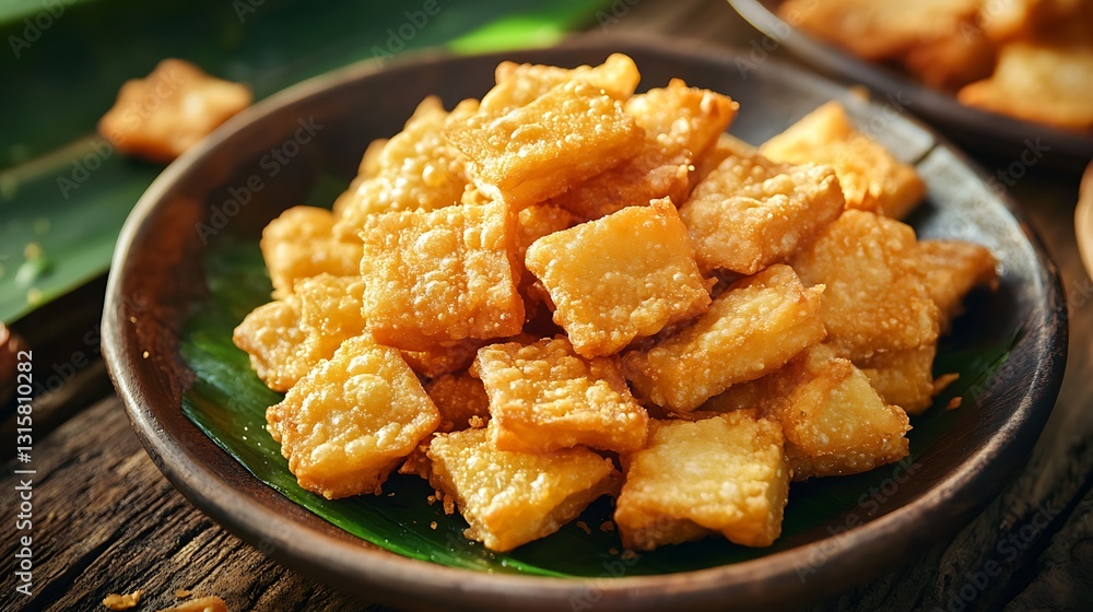 Fried tofu in a bowl Fried tofu in a bowl