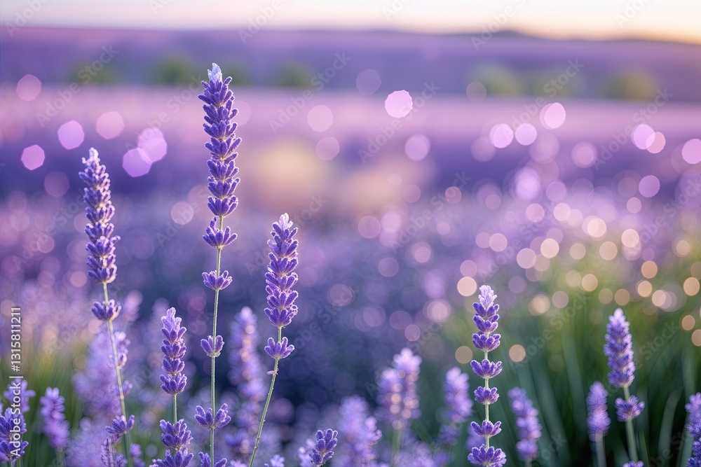 Naklejka premium Tranquil Lavender Bokeh Background from Serene Fields