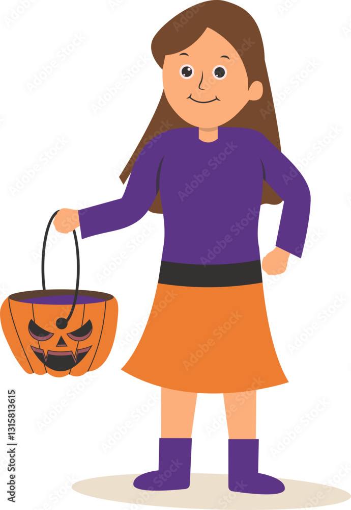 Illustration of Halloween Kid. Isolated on White Background. Vector Cartoon Character Illustration of Halloween Kid. Isolated on White Background. Vector Cartoon Character